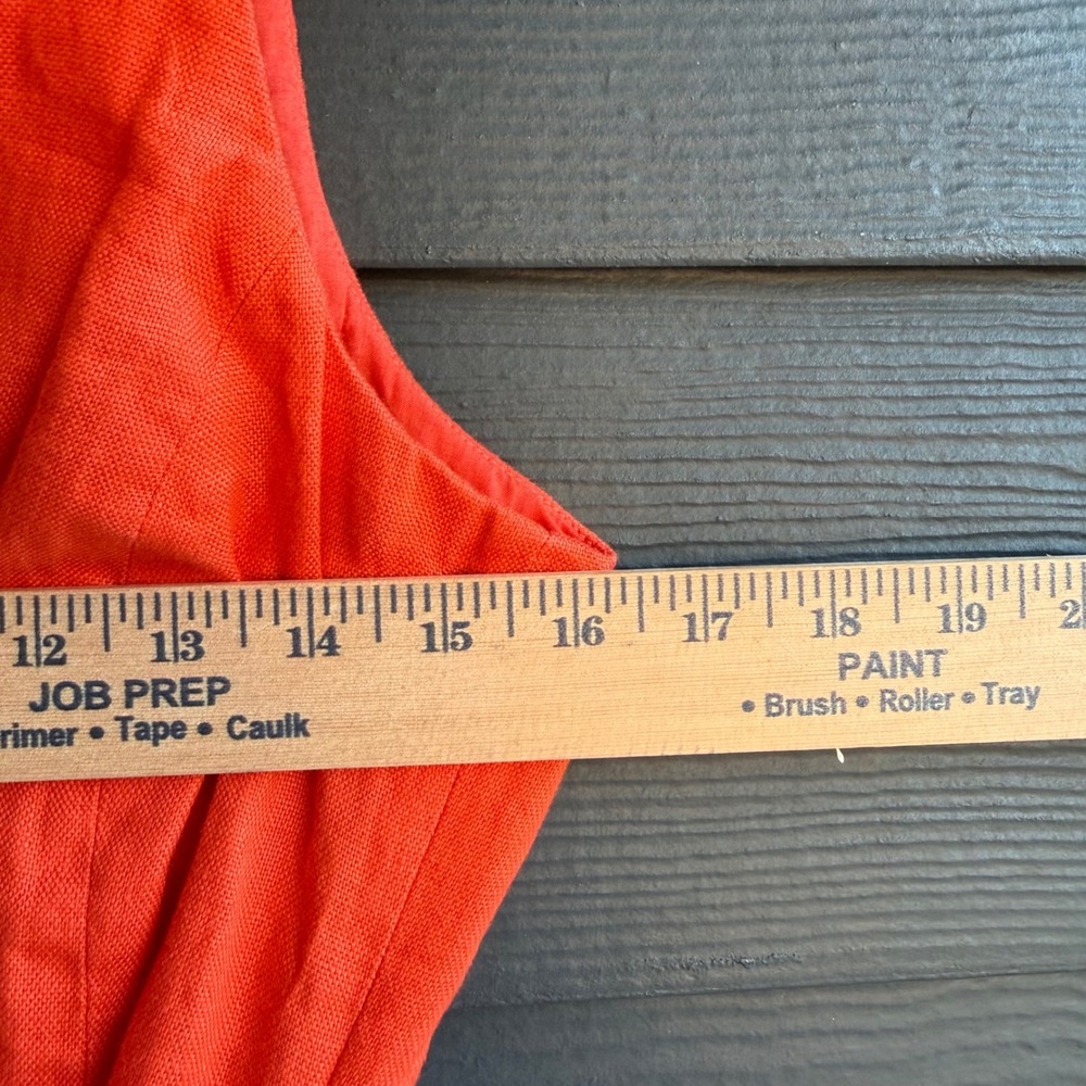 Lauren Ralph Lauren 100% Linen Wrap Look Tie Waist Dress Orange Size 6 - Picture 9 of 10